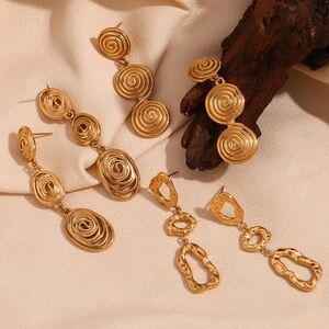 Gold Plated Spiral Drop Earrings NWT